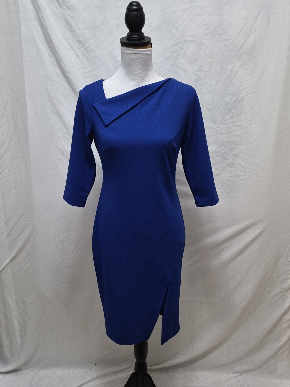 Marc New York Cobalt Blue Midi Sheath Dress with Asymmetric Fold